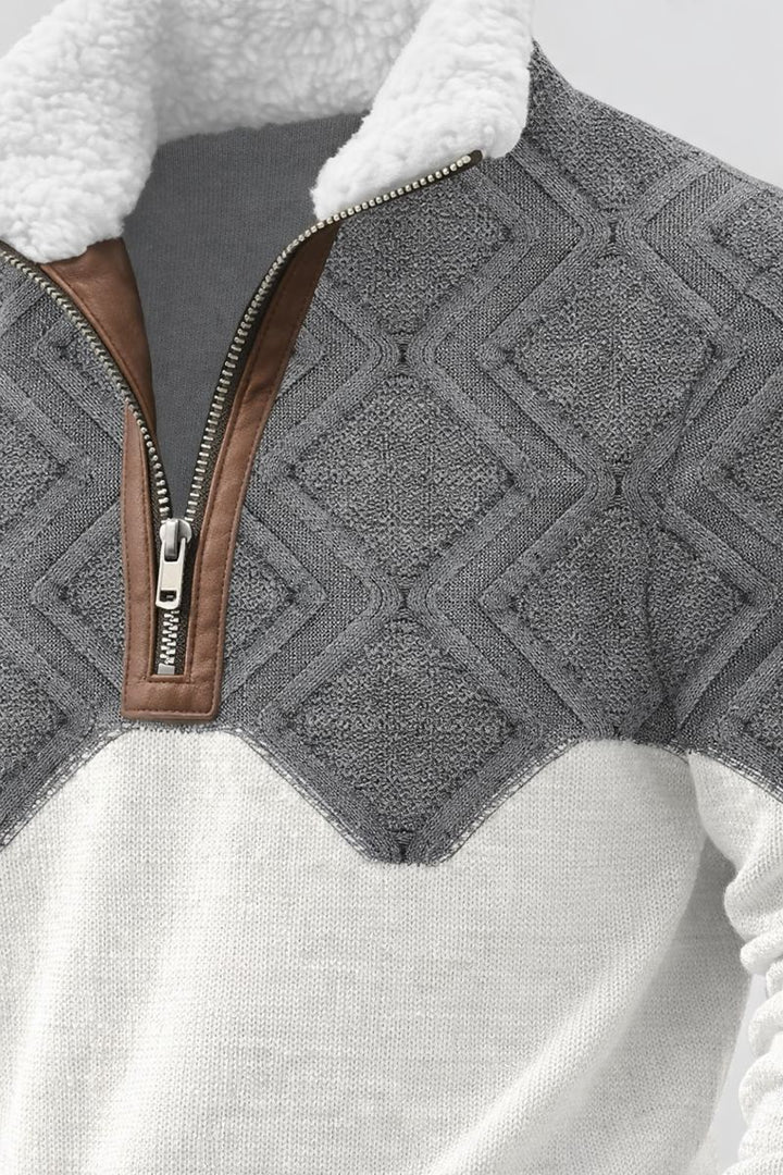 Rok - Kakovostna pletena majica z podlogo in zadrgo