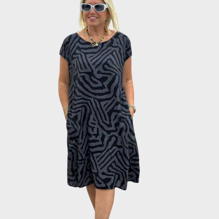 Dora - Poletna obleka z okroglim izrezom