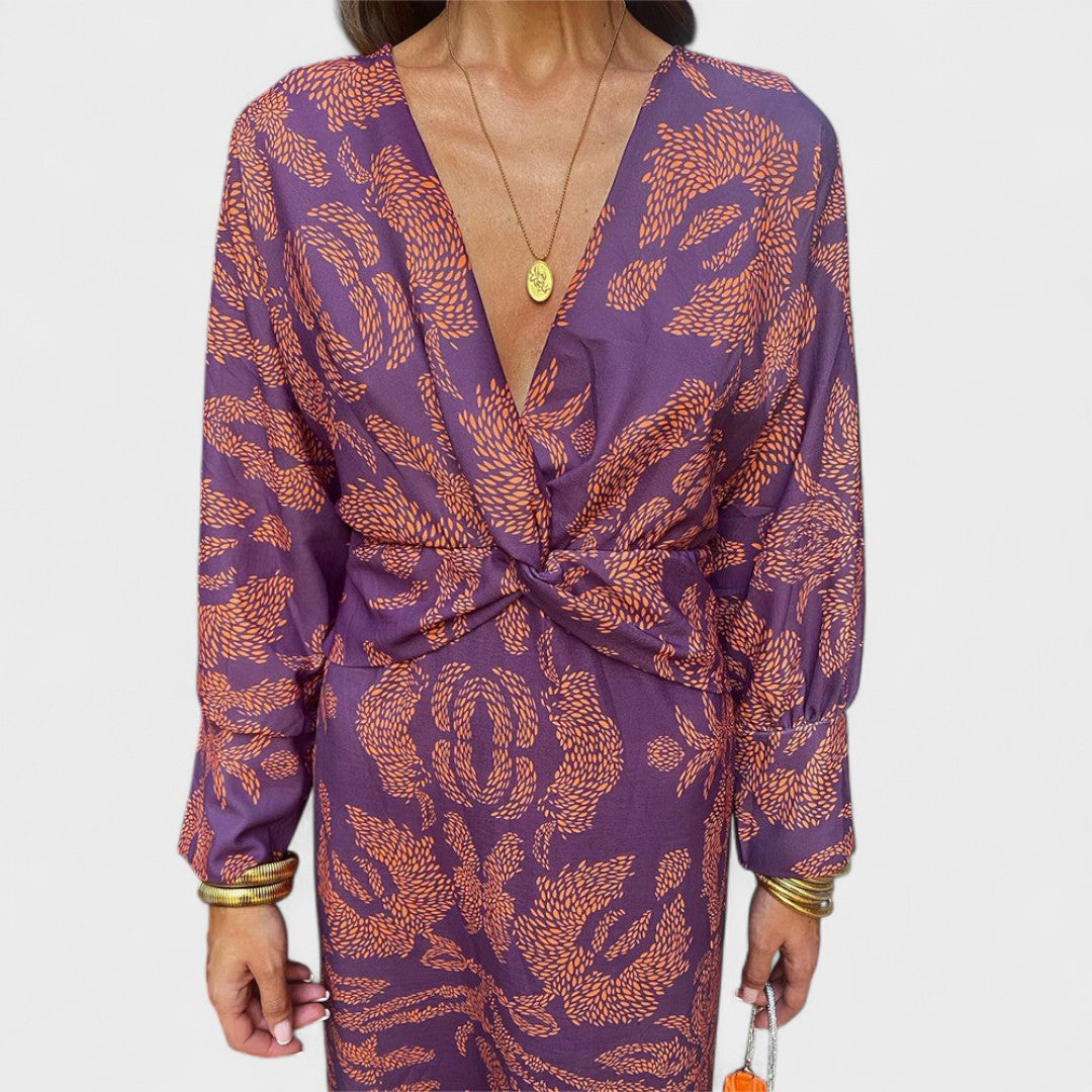 Vesna - Midi obleka z V-izrezom