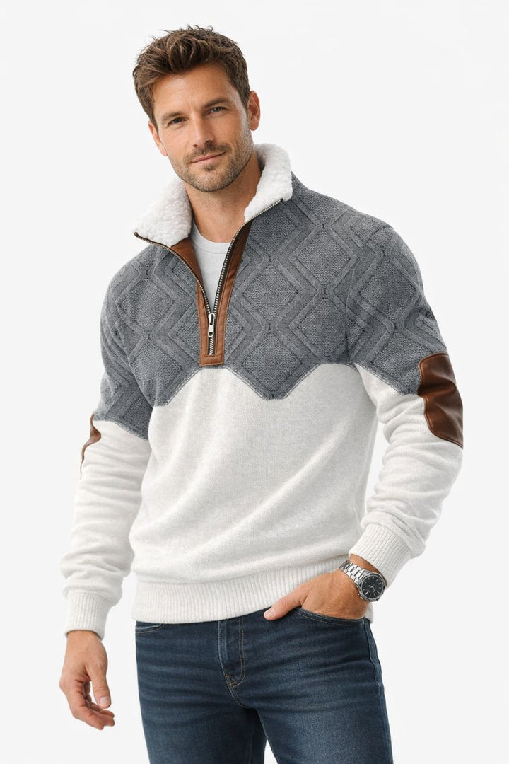 Rok - Kakovostna pletena majica z podlogo in zadrgo