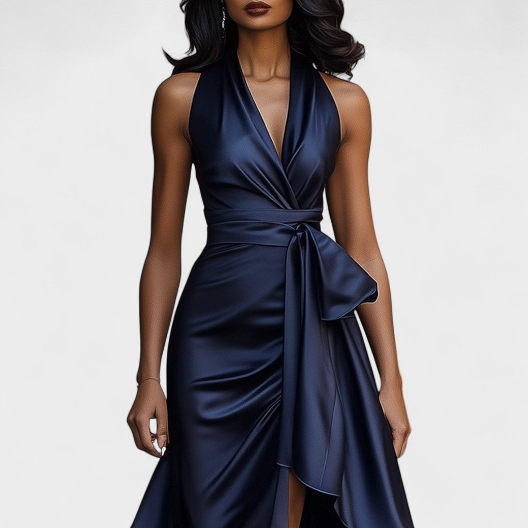 Ema - Svečana satenasta obleka z volančki