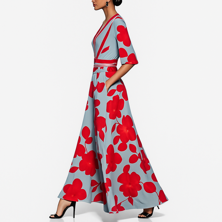 Petra - Cvetna Maxi Obleka