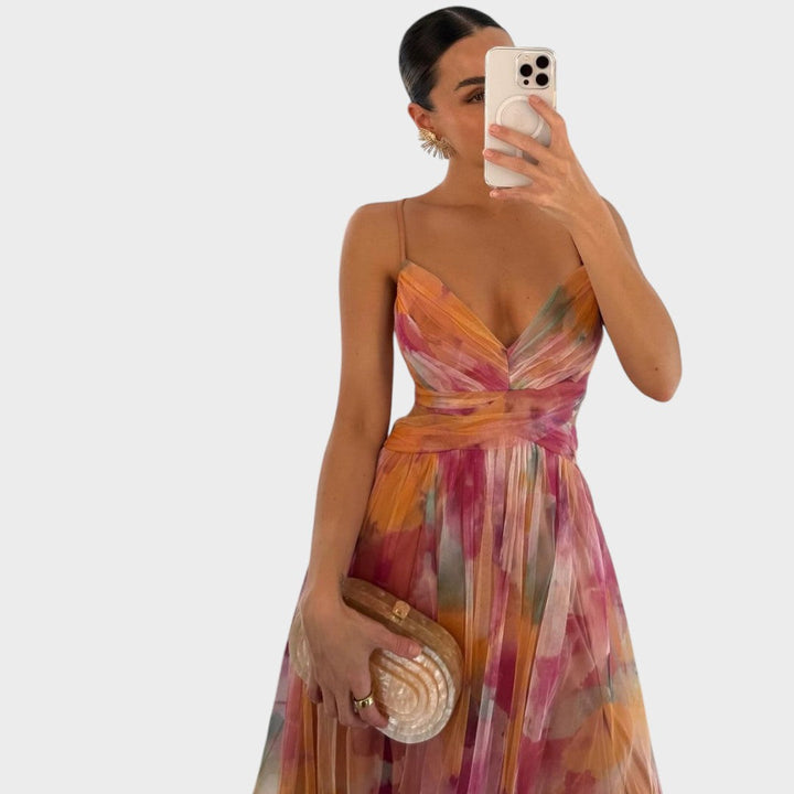 Mia - Cvetna Maki Obleka za Brezskrbno Eleganco