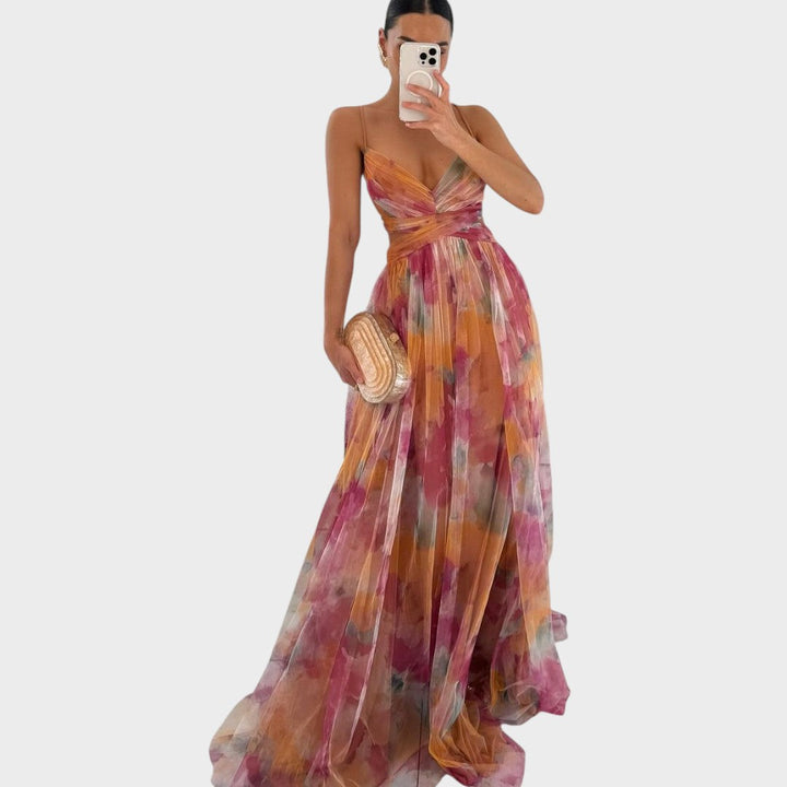 Mia - Cvetna Maki Obleka za Brezskrbno Eleganco