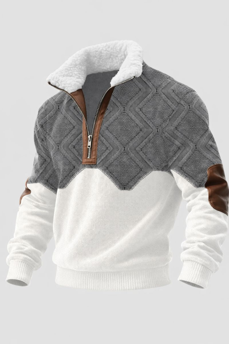 Rok - Kakovostna pletena majica z podlogo in zadrgo