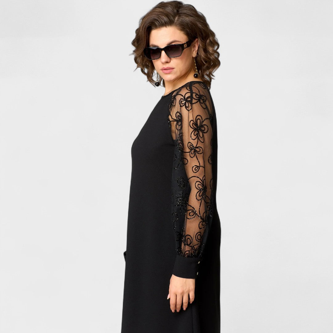 Danijela - Elegantna Obleka s Čipkastimi Detalji