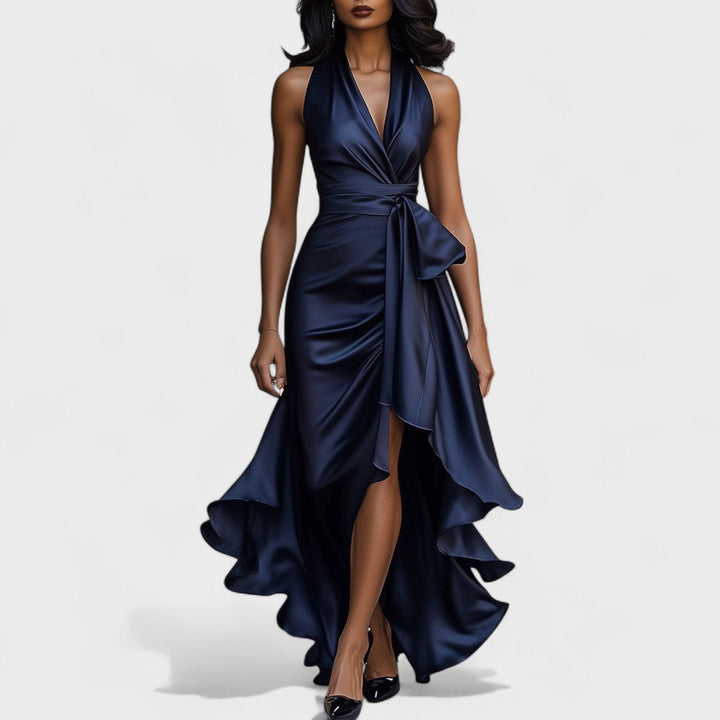 Ema - Svečana satenasta obleka z volančki