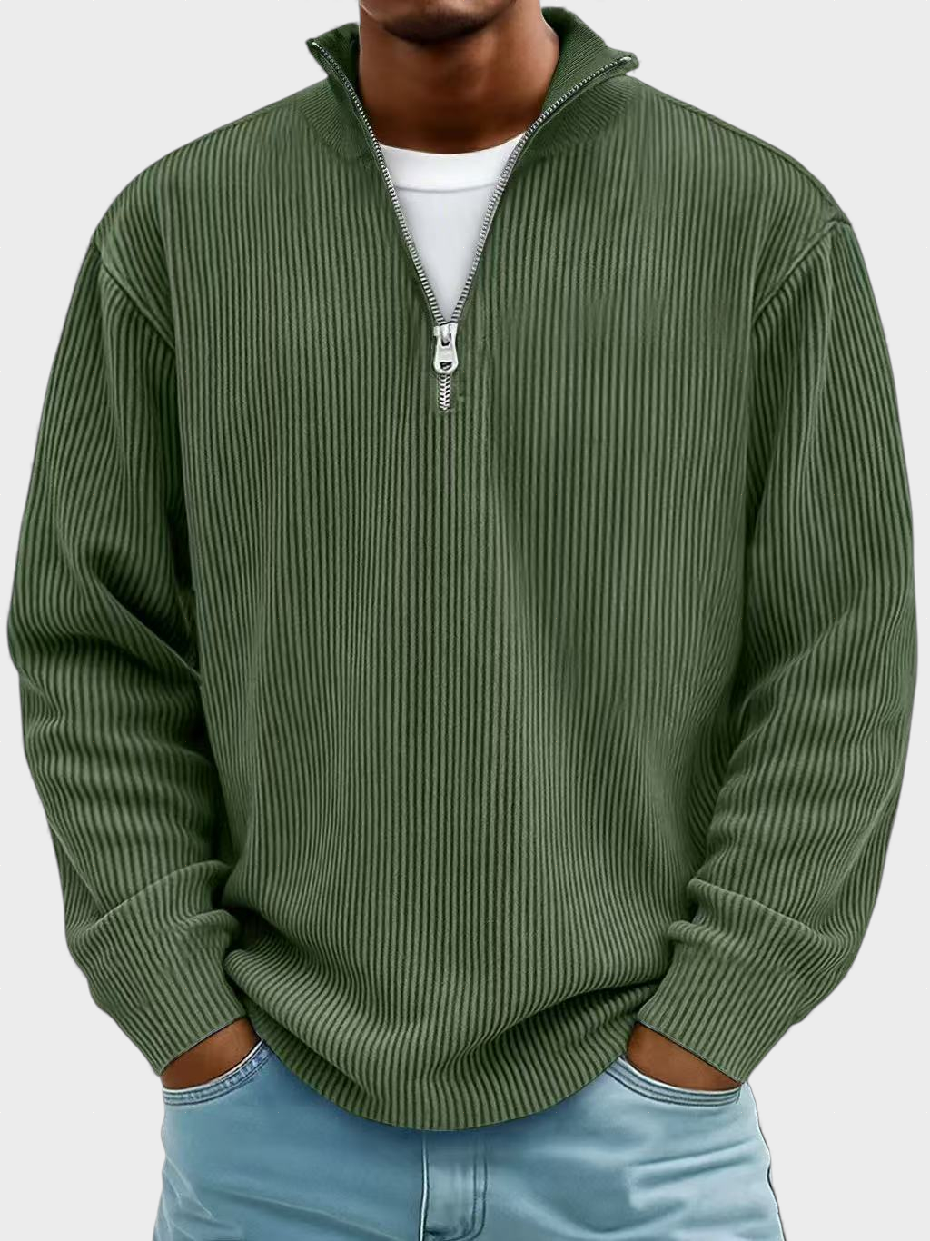 Bogdan - Moderen Pulover Z Delno Zadrgo