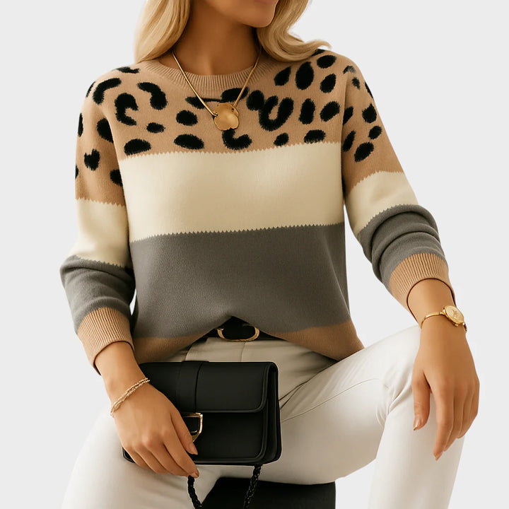 Anastazija -  Pulover z leopardjim potiskom