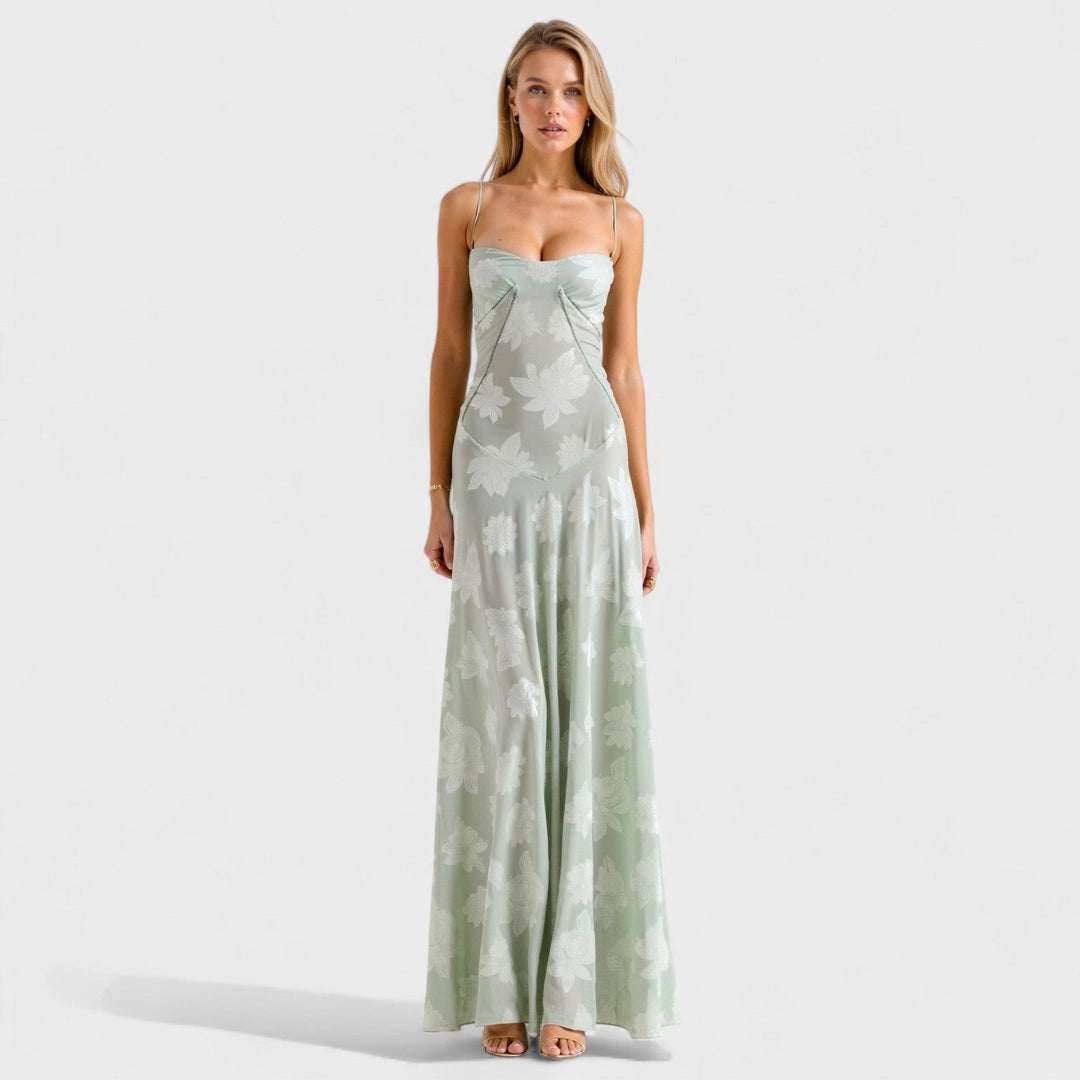 Verona - Cvetlična čipkasta obleka