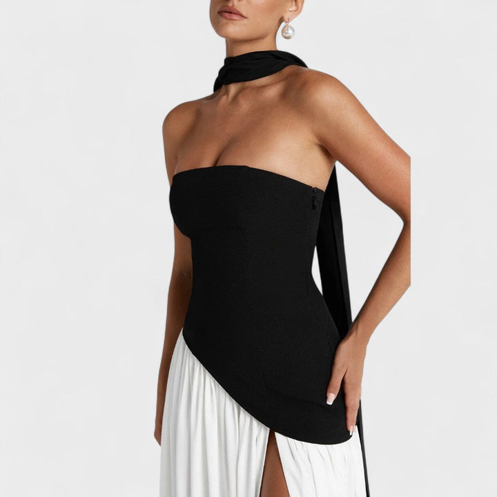 Hana - Elegantna dolga obleka s sofisticiranim krojem