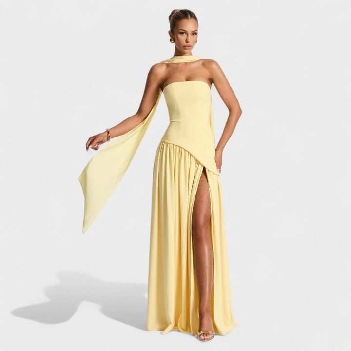 Hana - Elegantna dolga obleka s sofisticiranim krojem