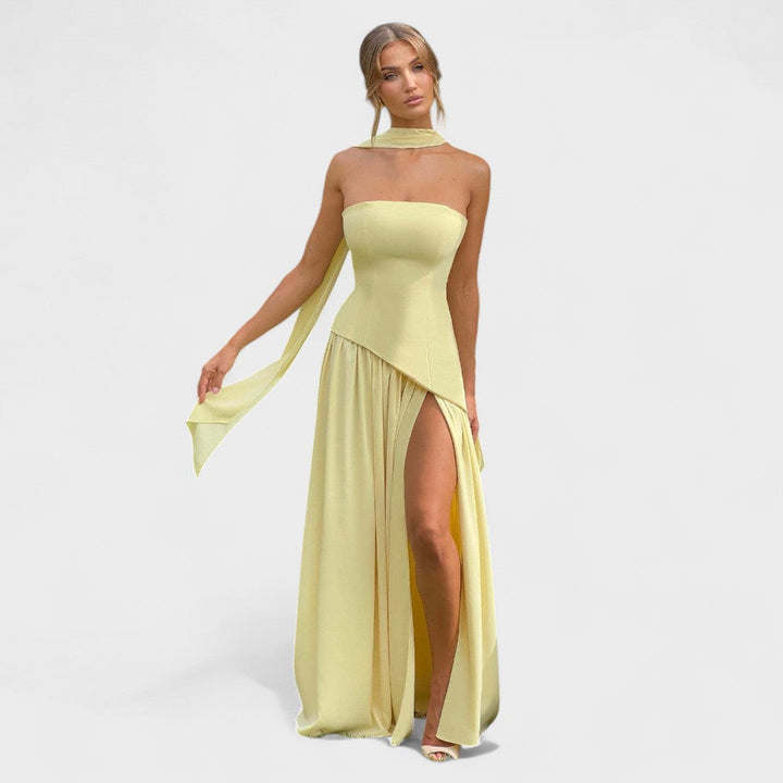 Hana - Elegantna dolga obleka s sofisticiranim krojem