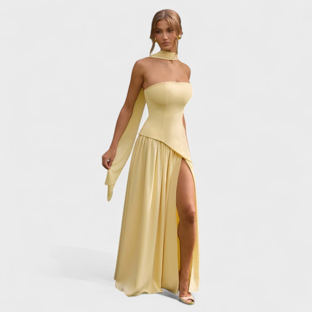 Hana - Elegantna dolga obleka s sofisticiranim krojem