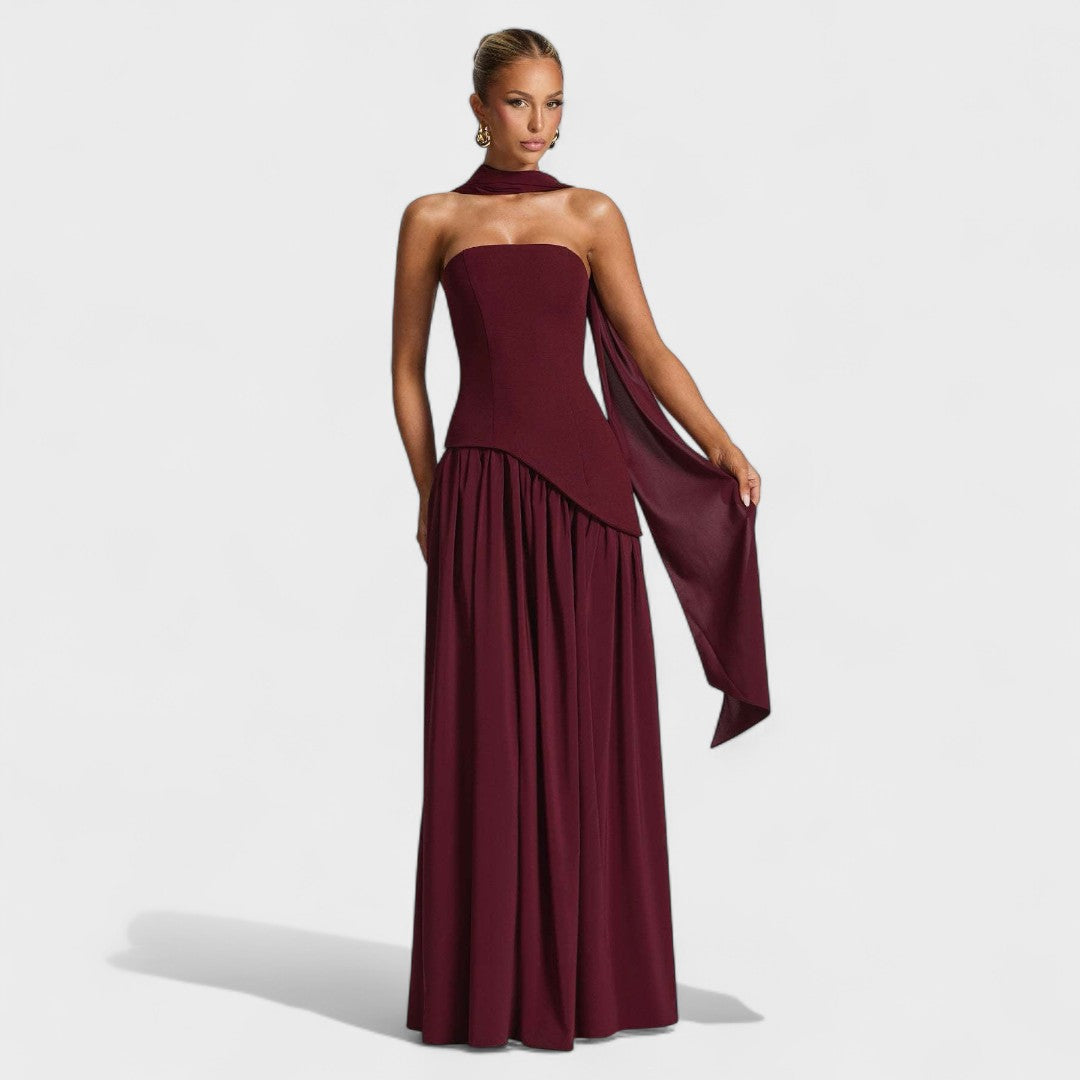 Hana - Elegantna dolga obleka s sofisticiranim krojem