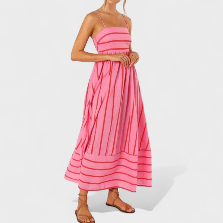 Isabel - Dolga črtasta obleka