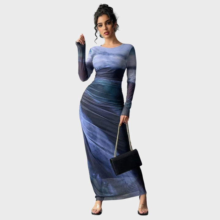 Antonija - Elegantna dolga obleka z dolgimi rokavi