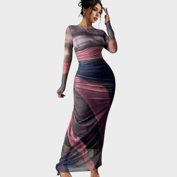 Antonija - Elegantna dolga obleka z dolgimi rokavi