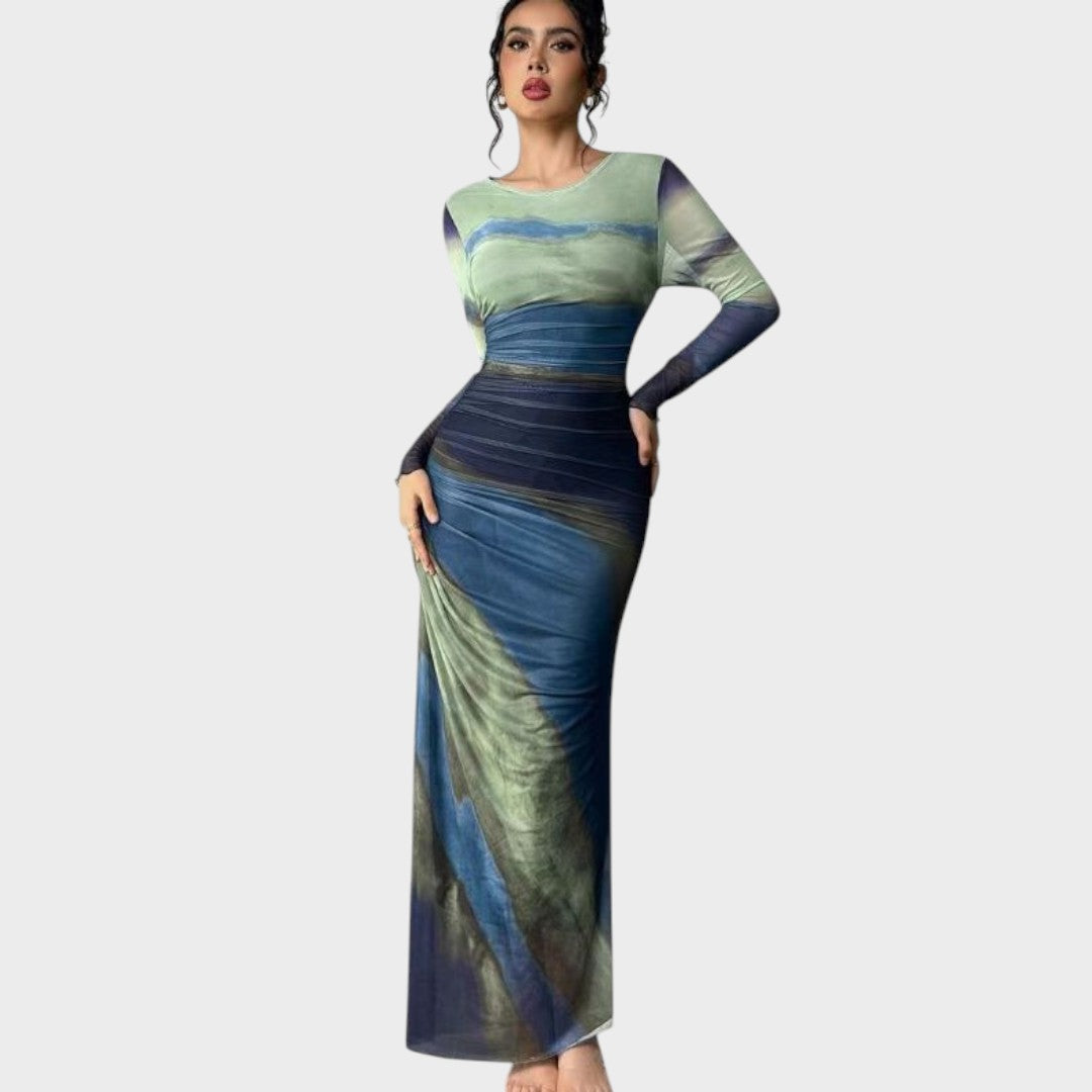 Antonija - Elegantna dolga obleka z dolgimi rokavi