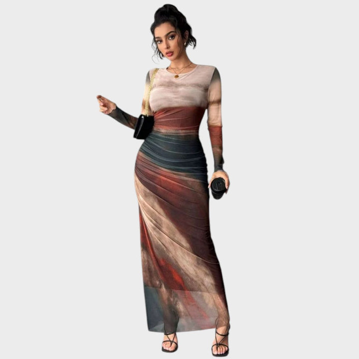 Antonija - Elegantna dolga obleka z dolgimi rokavi