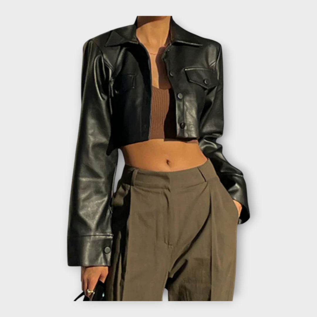 Marijana - Kratka usnjena jakna z žepi