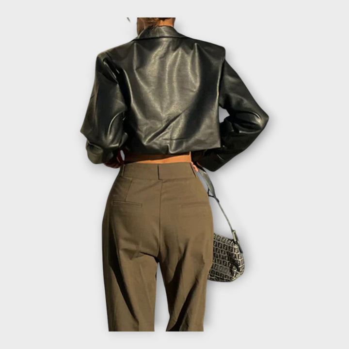 Marijana - Kratka usnjena jakna z žepi