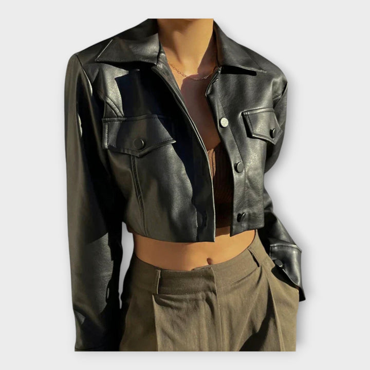 Marijana - Kratka usnjena jakna z žepi