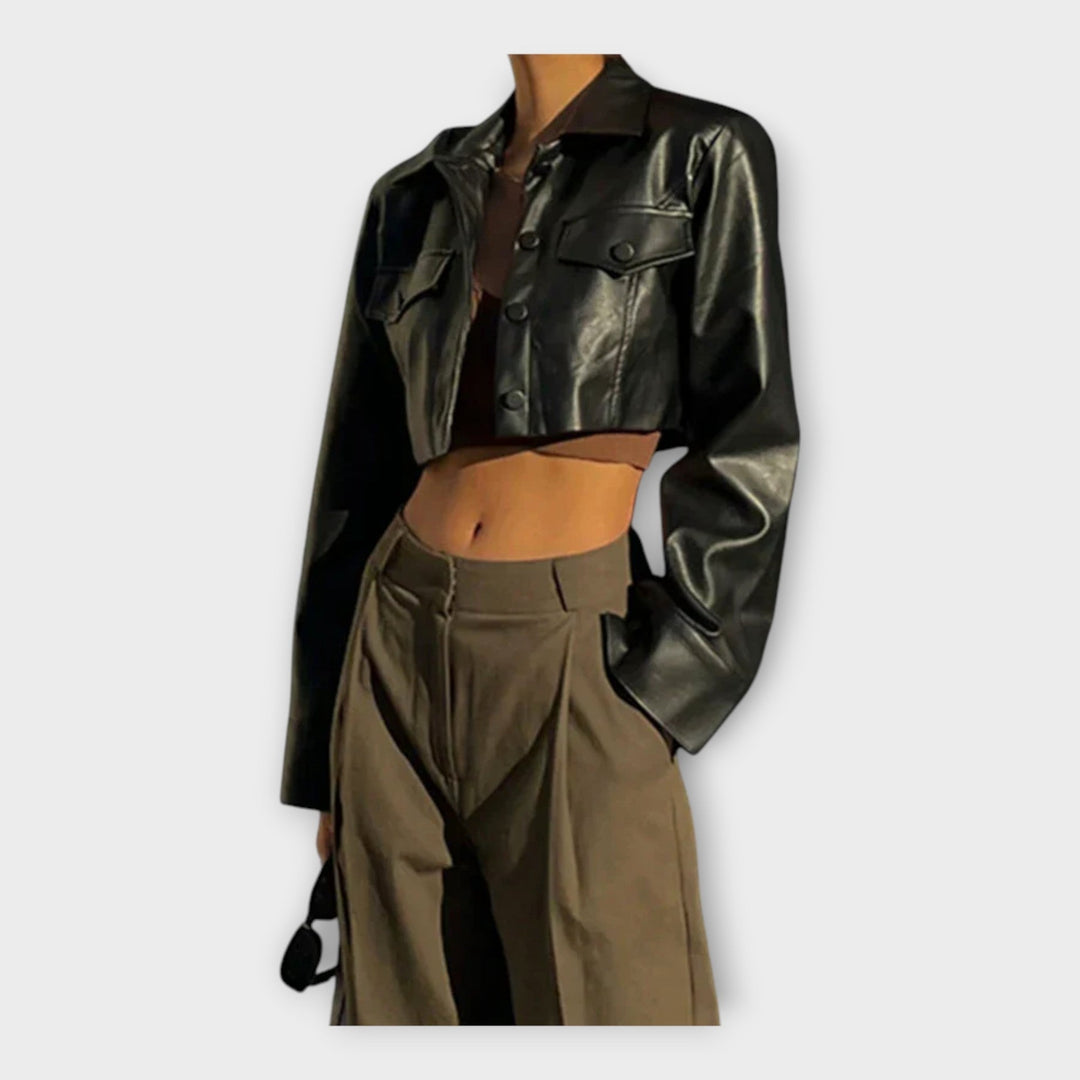 Marijana - Kratka usnjena jakna z žepi