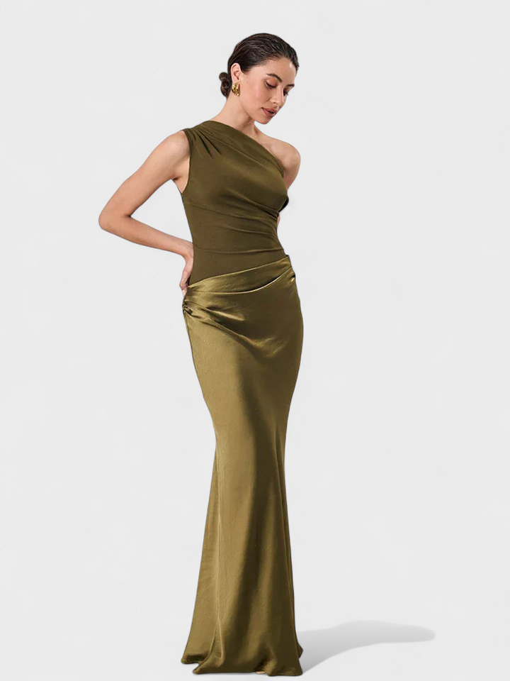 Brina - Maxi obleka iz satena z enim ramenom