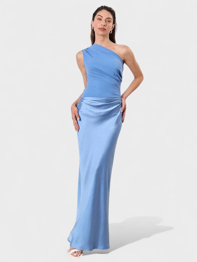 Brina - Maxi obleka iz satena z enim ramenom