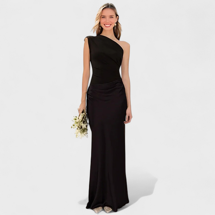 Brina - Maxi obleka iz satena z enim ramenom