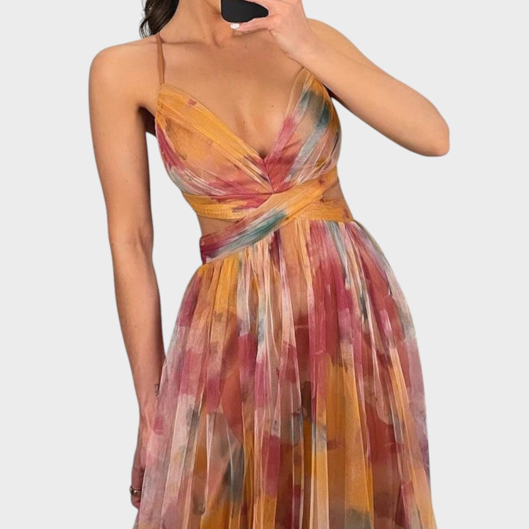 Mia - Cvetna Maki Obleka za Brezskrbno Eleganco