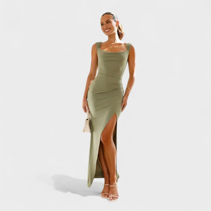 Constança - Elegantna dolga obleka z odprtim hrbtom