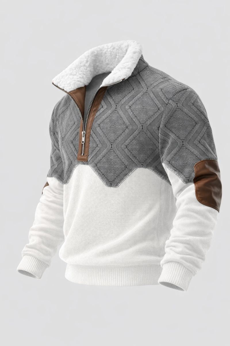 Rok - Kakovostna pletena majica z podlogo in zadrgo