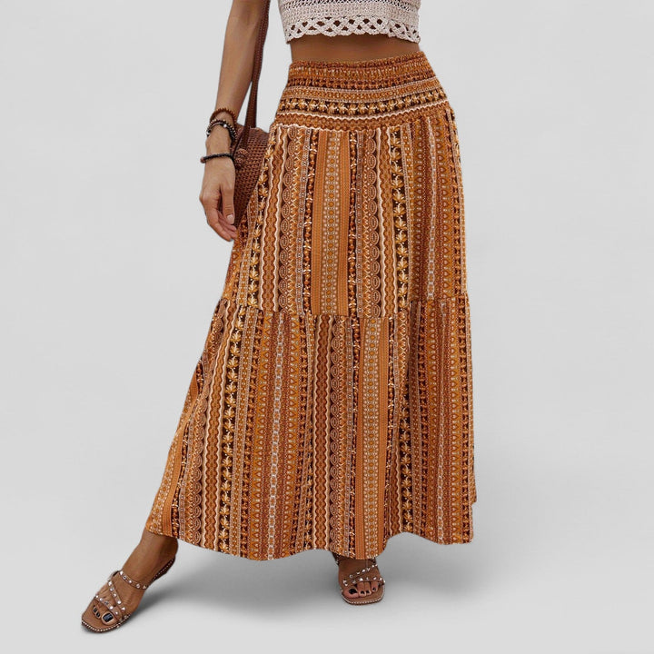 Čarna - Maxi krilo z nabranim pasom okoli srednjega dela