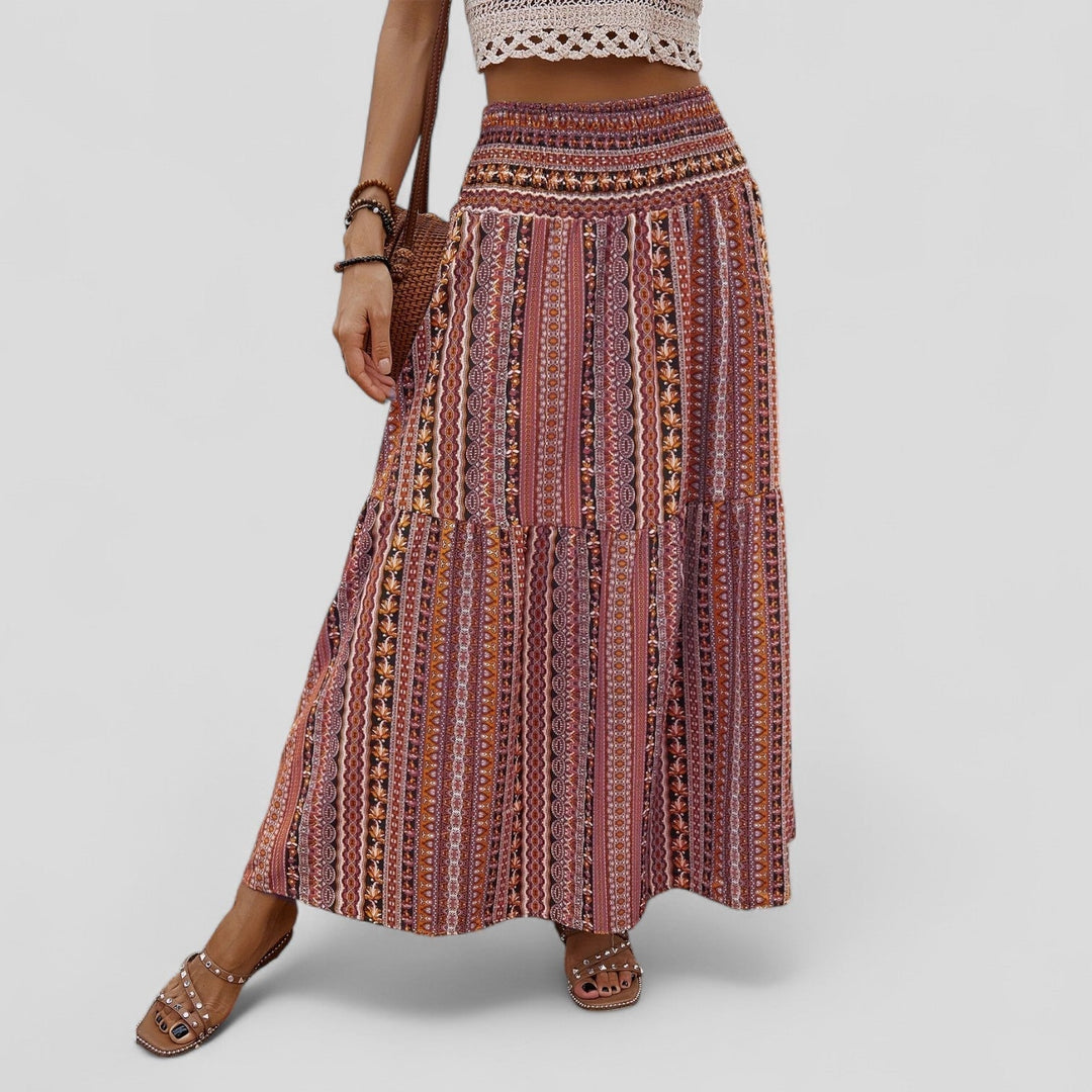 Čarna - Maxi krilo z nabranim pasom okoli srednjega dela