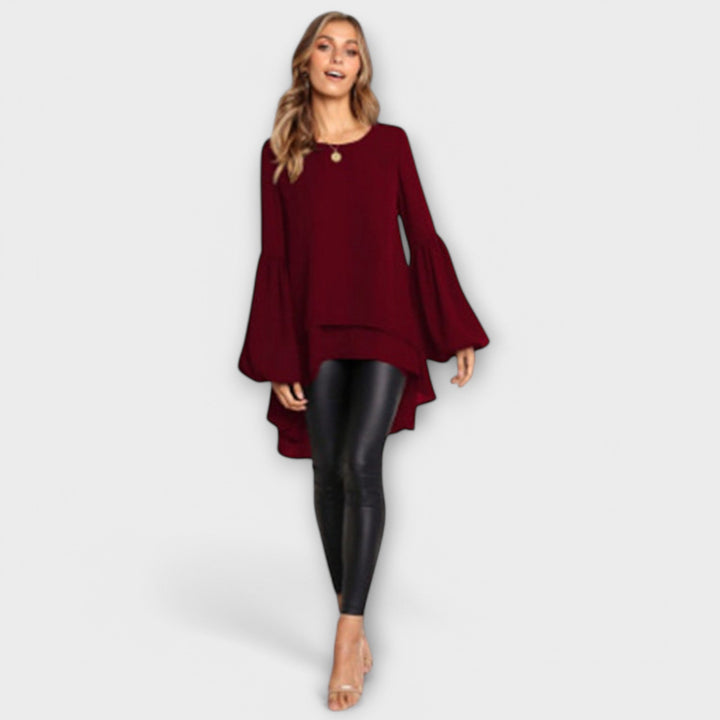 Anđa – Bluza z Volanami v Barvi Modri