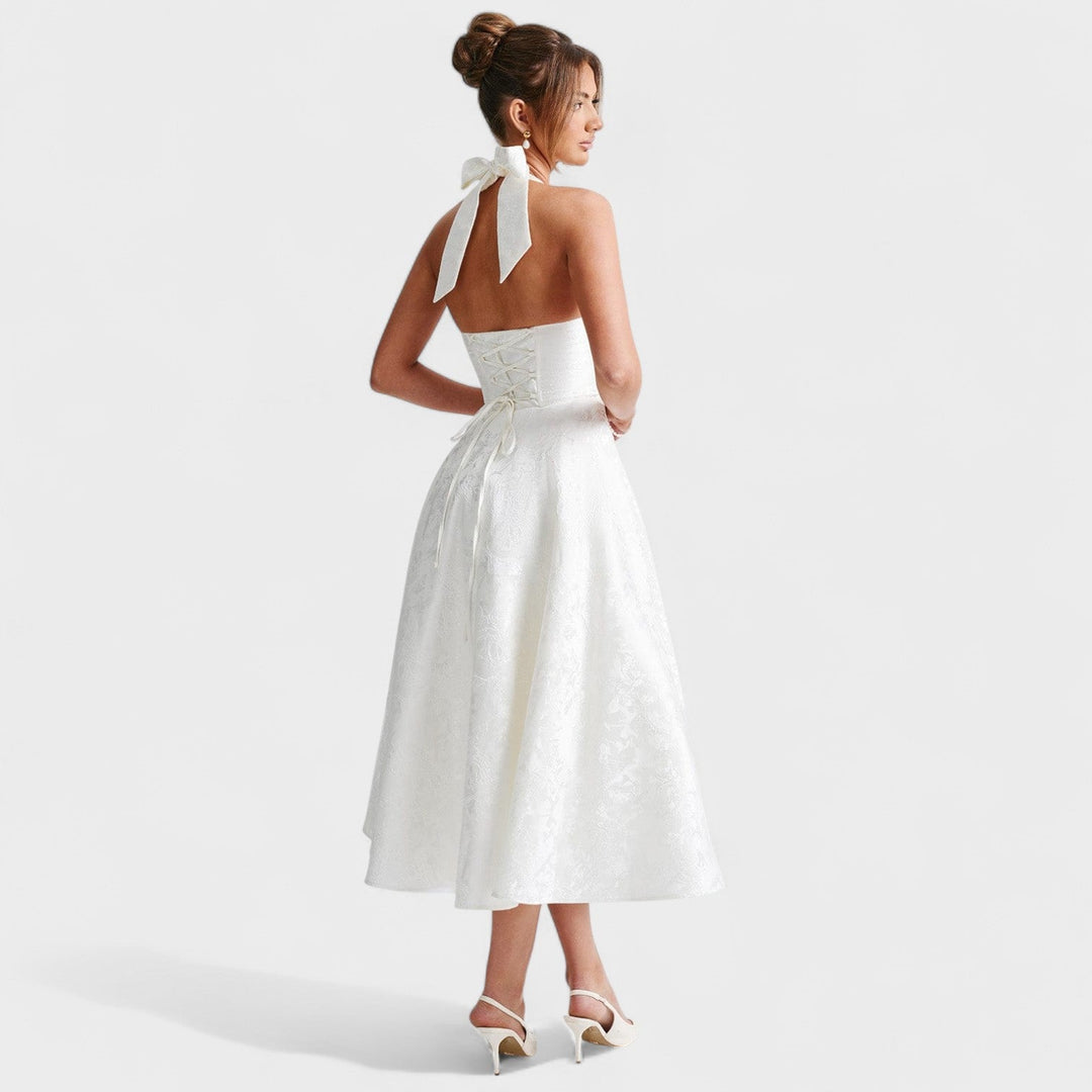 Julieta – Midi obleka s halter vratnim izrezom