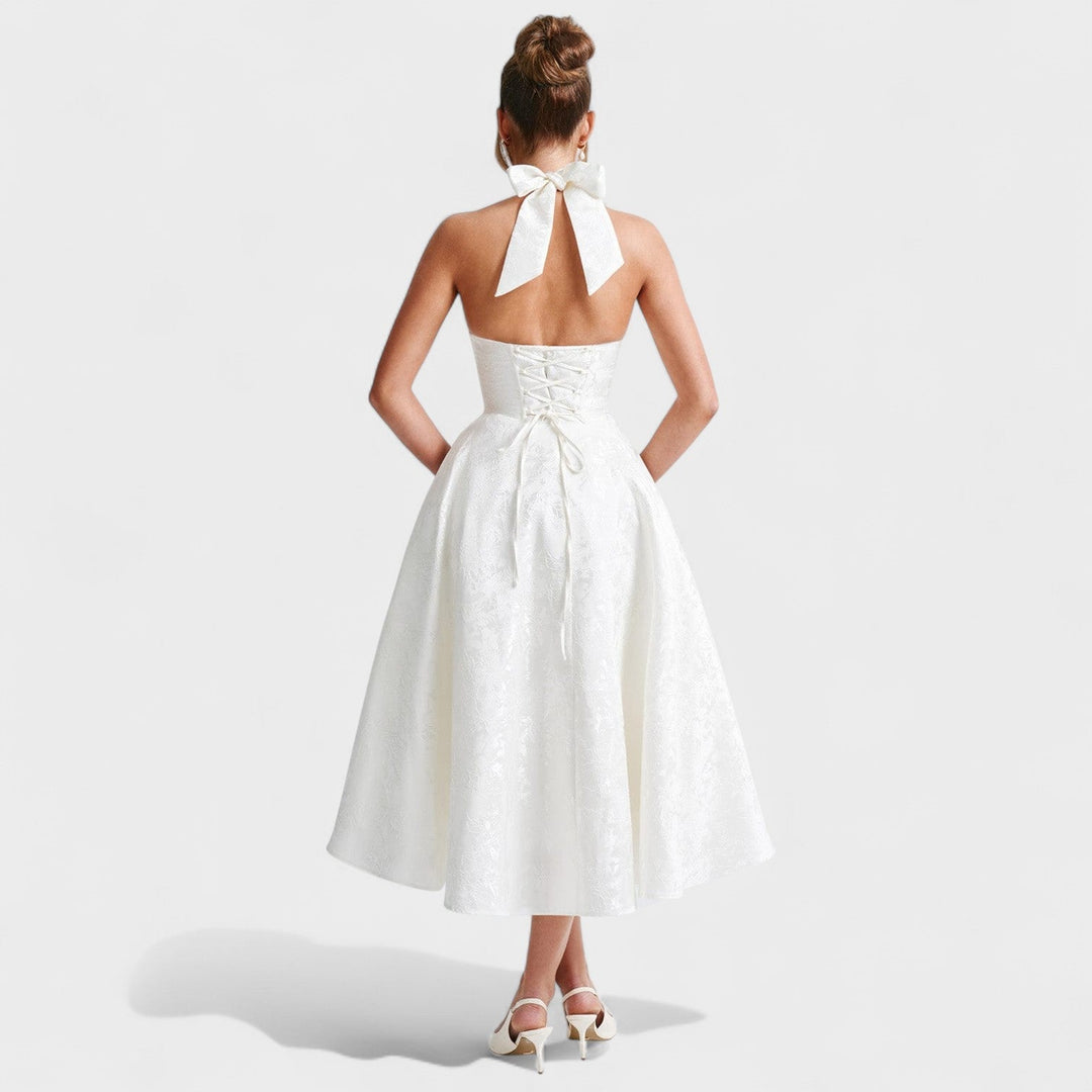 Julieta – Midi obleka s halter vratnim izrezom