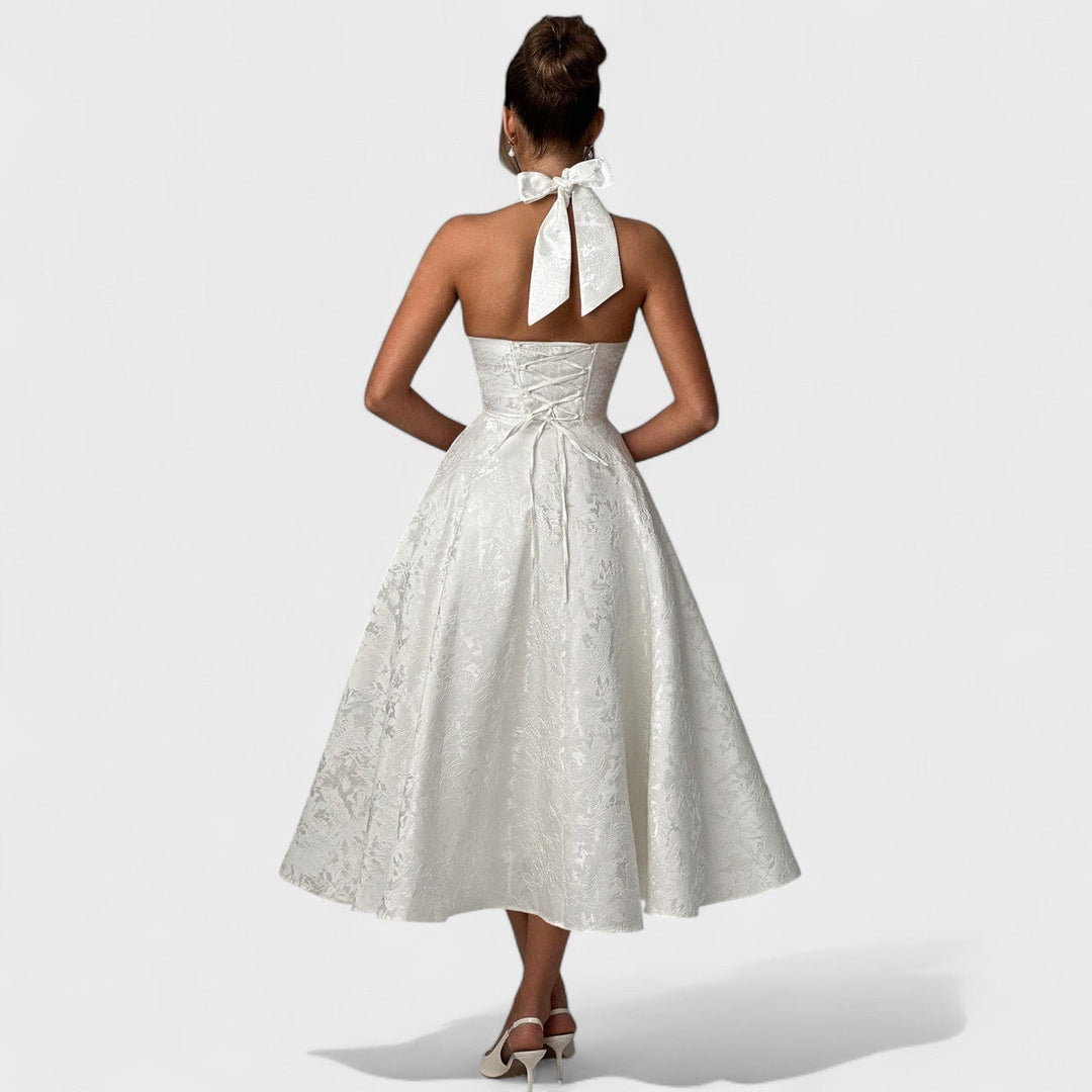 Julieta – Midi obleka s halter vratnim izrezom