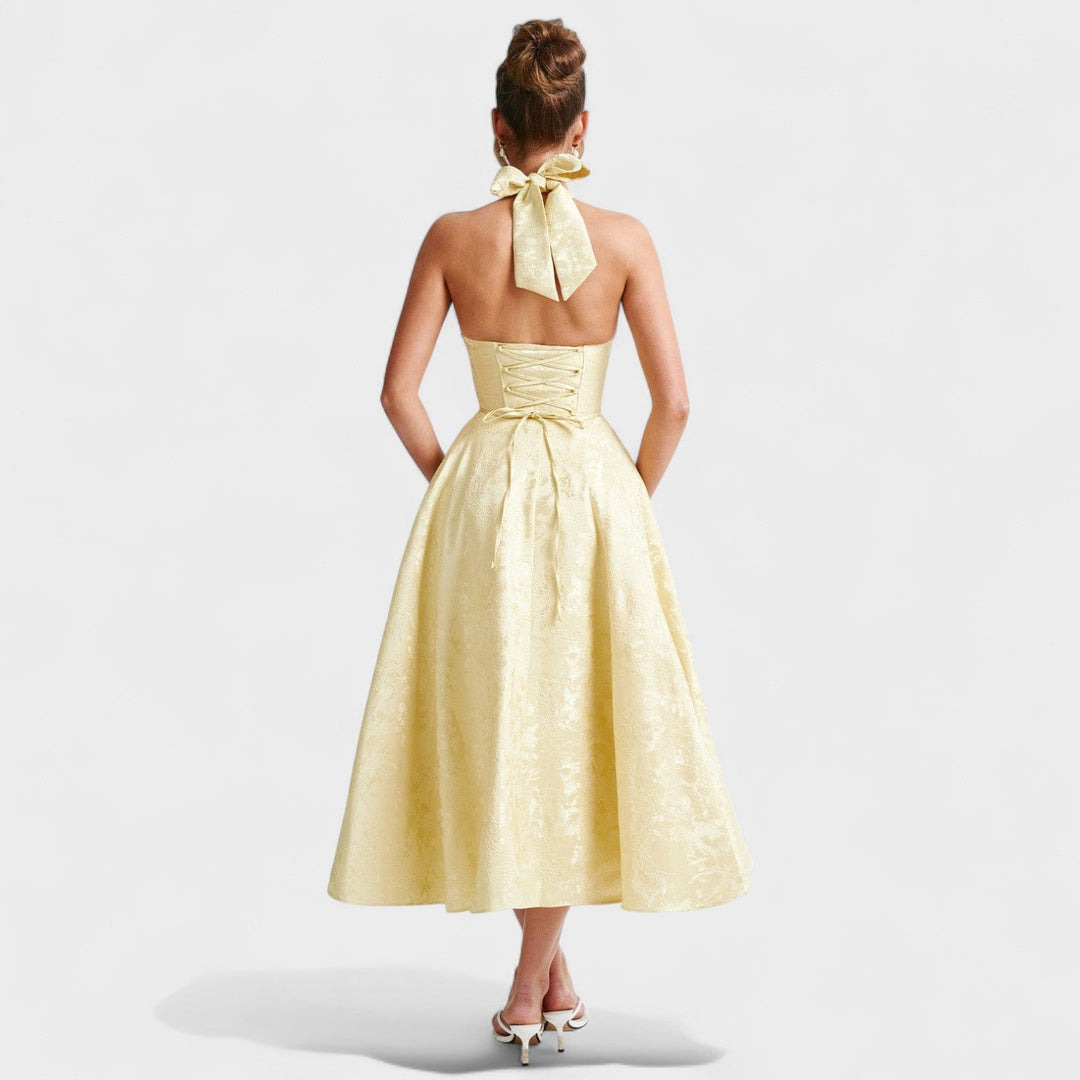 Julieta – Midi obleka s halter vratnim izrezom