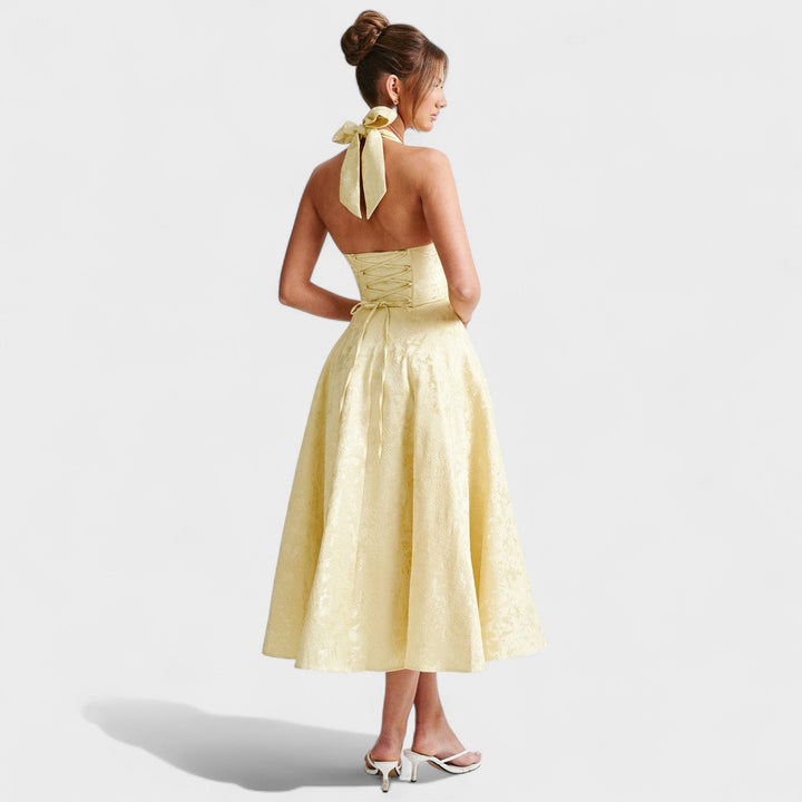 Julieta – Midi obleka s halter vratnim izrezom