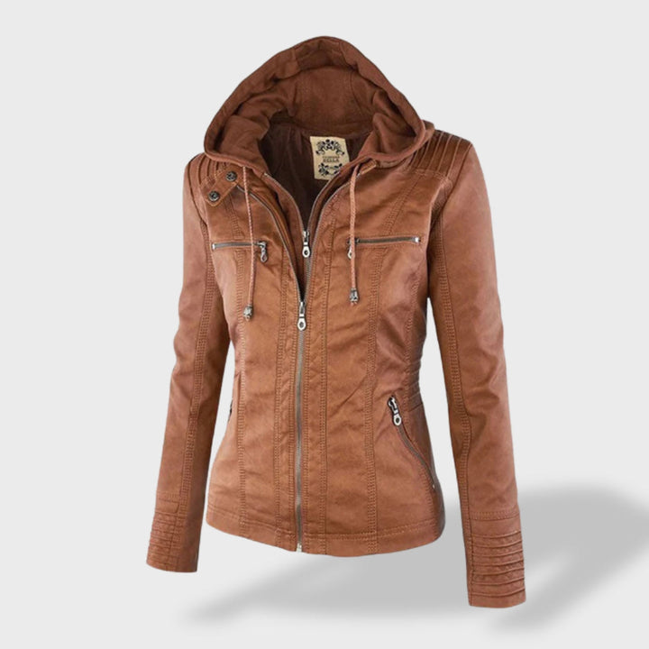 Alenka - Brezčasna Kožna Jakna Za Ženske S Kapuca