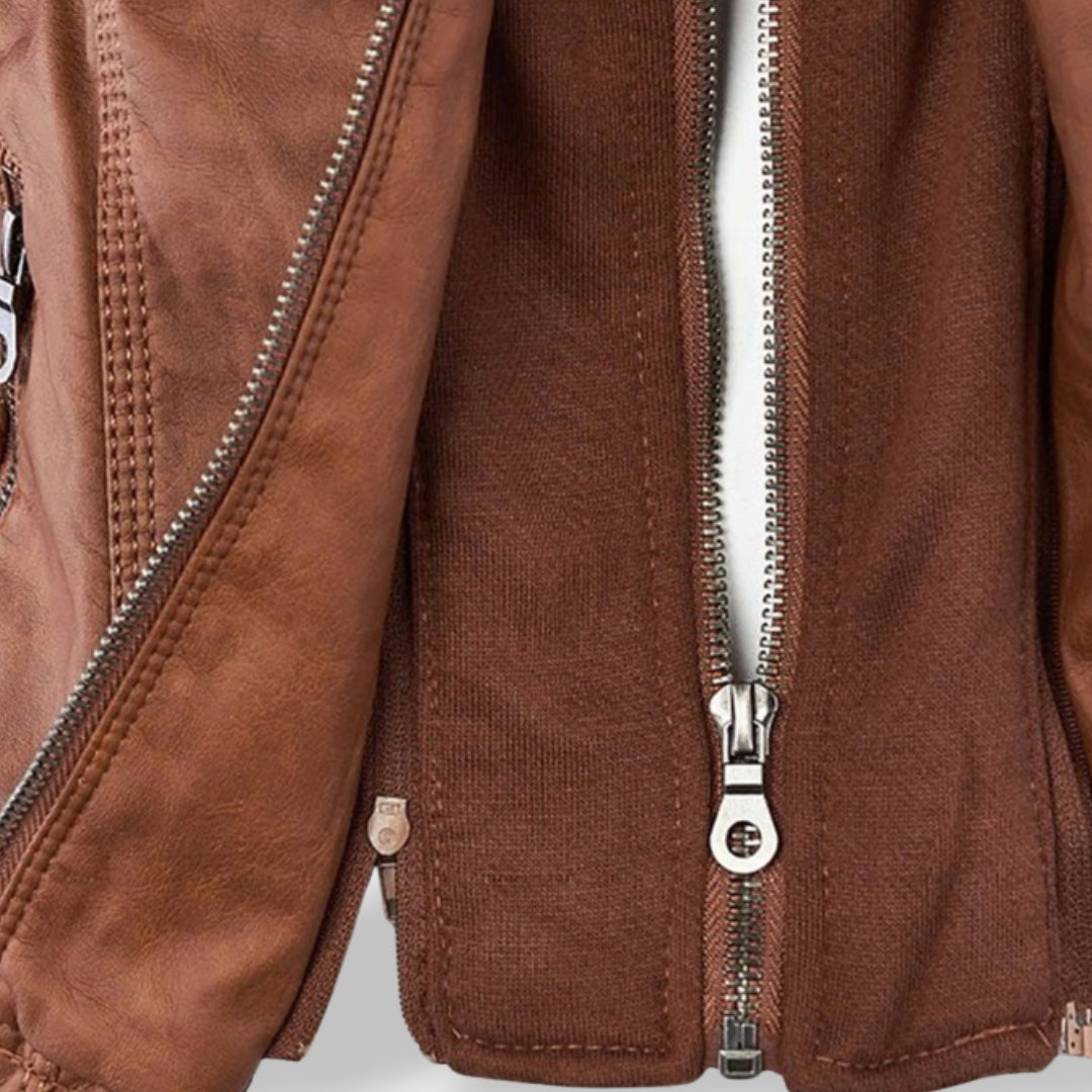 Alenka - Brezčasna Kožna Jakna Za Ženske S Kapuca