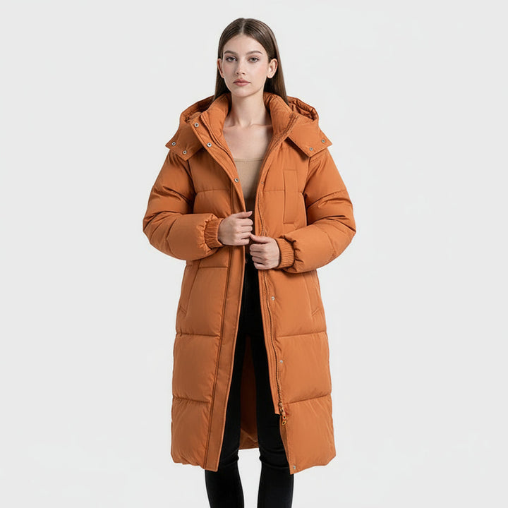 Lana - Klasičen dolg puffer plašč s kapuco