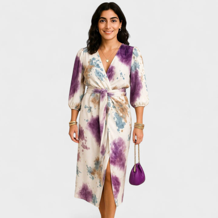 Larissa - Elegantna Barvita Obleka