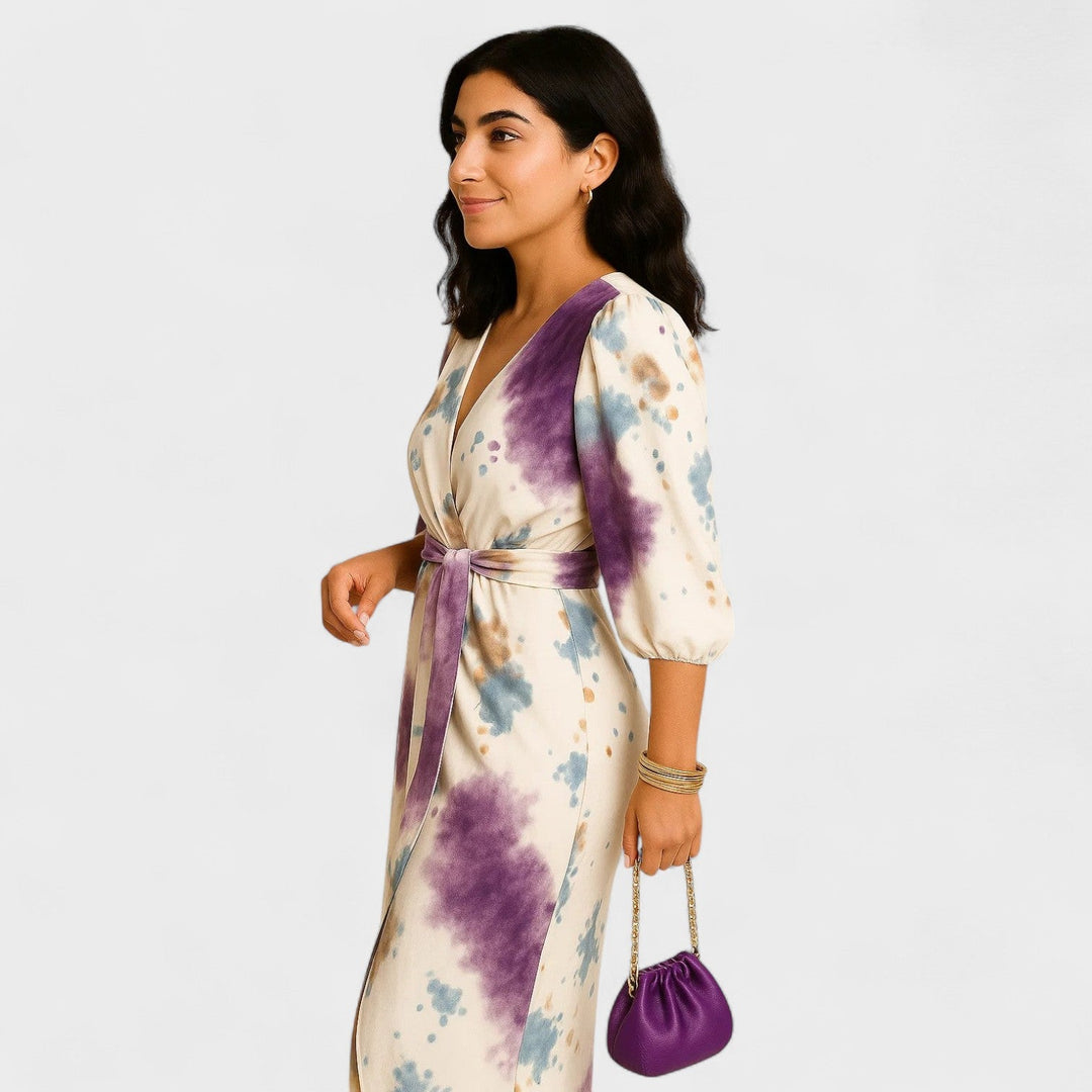 Larissa - Elegantna Barvita Obleka