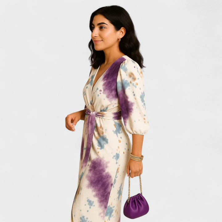 Larissa - Elegantna Barvita Obleka