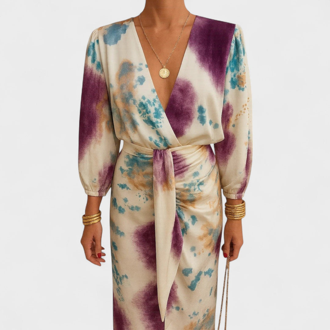 Larissa - Elegantna Barvita Obleka