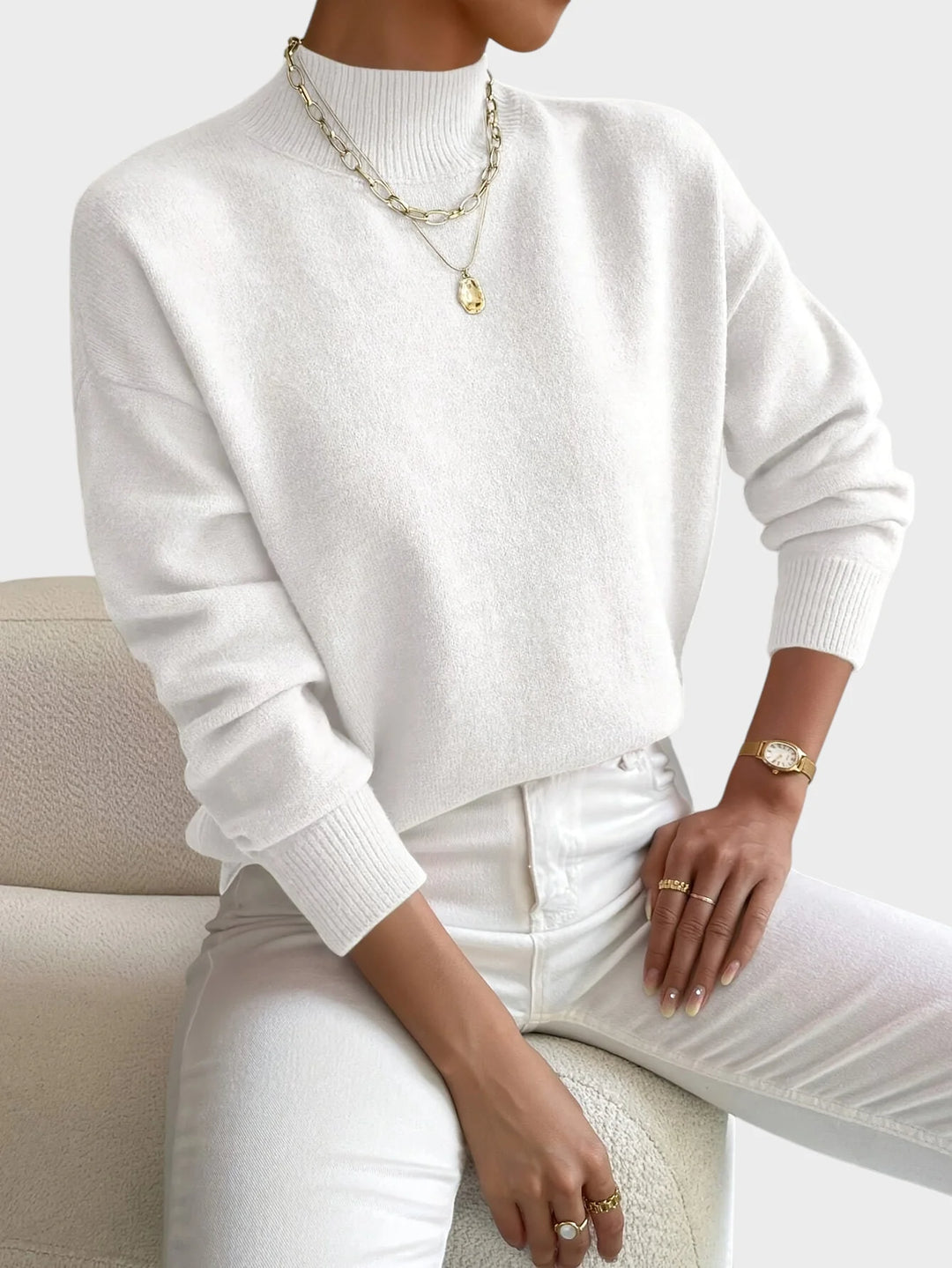 Albina - Klasični Pulover z Visokim Ovratnikom